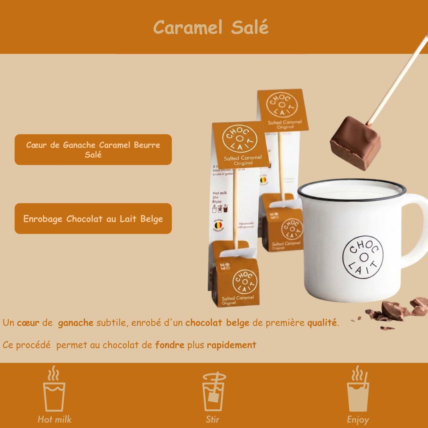 Cuillère chocolat chaud 🍫 Caramel salé