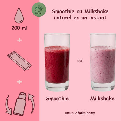 Préparation pour Smoothie & Milkshake | Pink | Vitalité - 100 % Pur Fruits