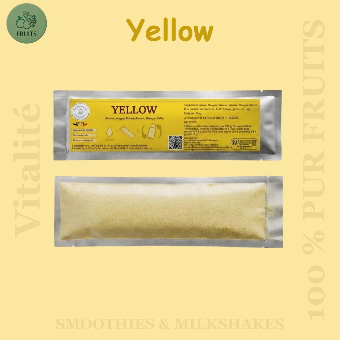Préparation pour Smoothie & Milkshake | Yellow | Vitalité - 100 % Pur Fruits
