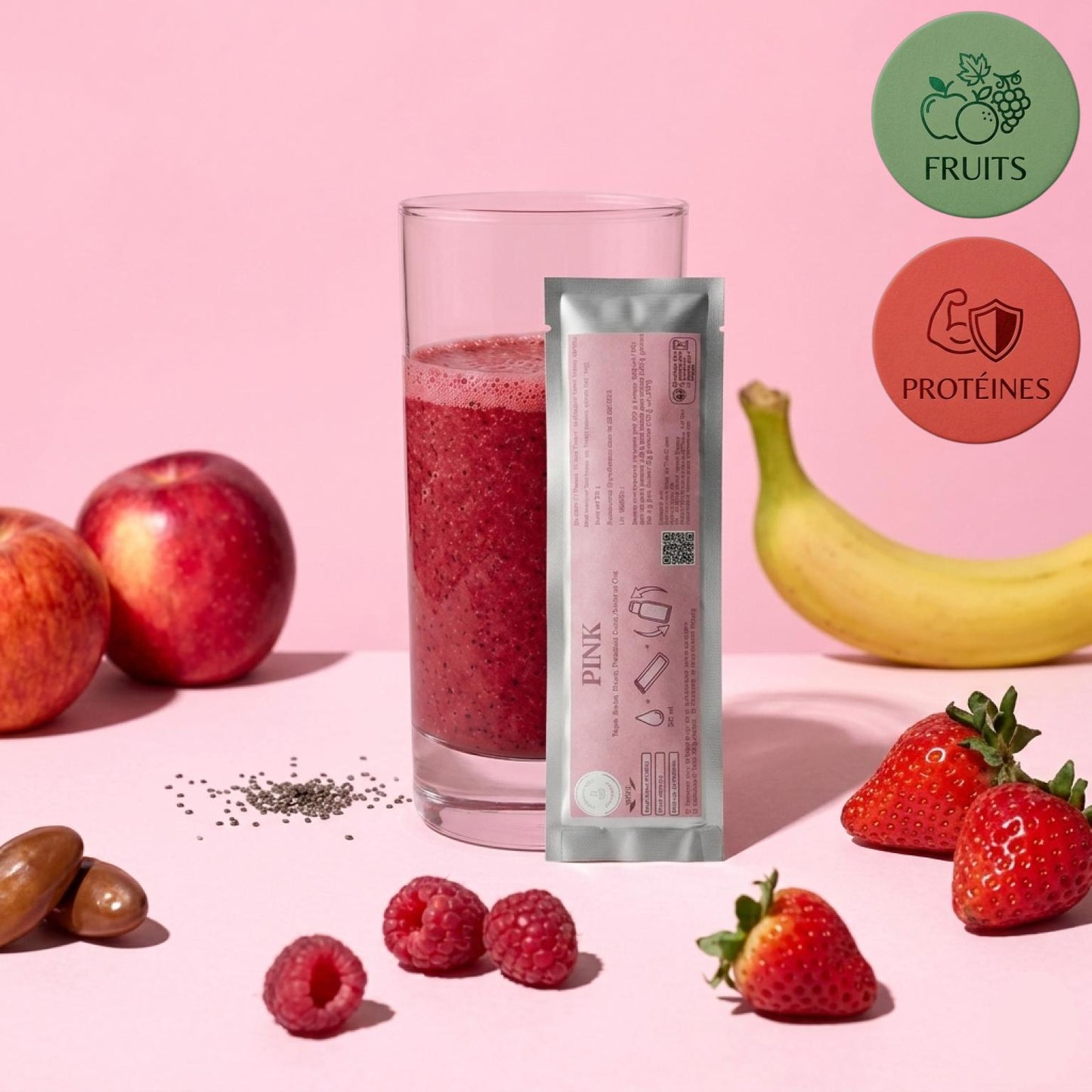 Préparation pour Smoothie & Milkshake | Pink | Énergie - Fruits & Protéines