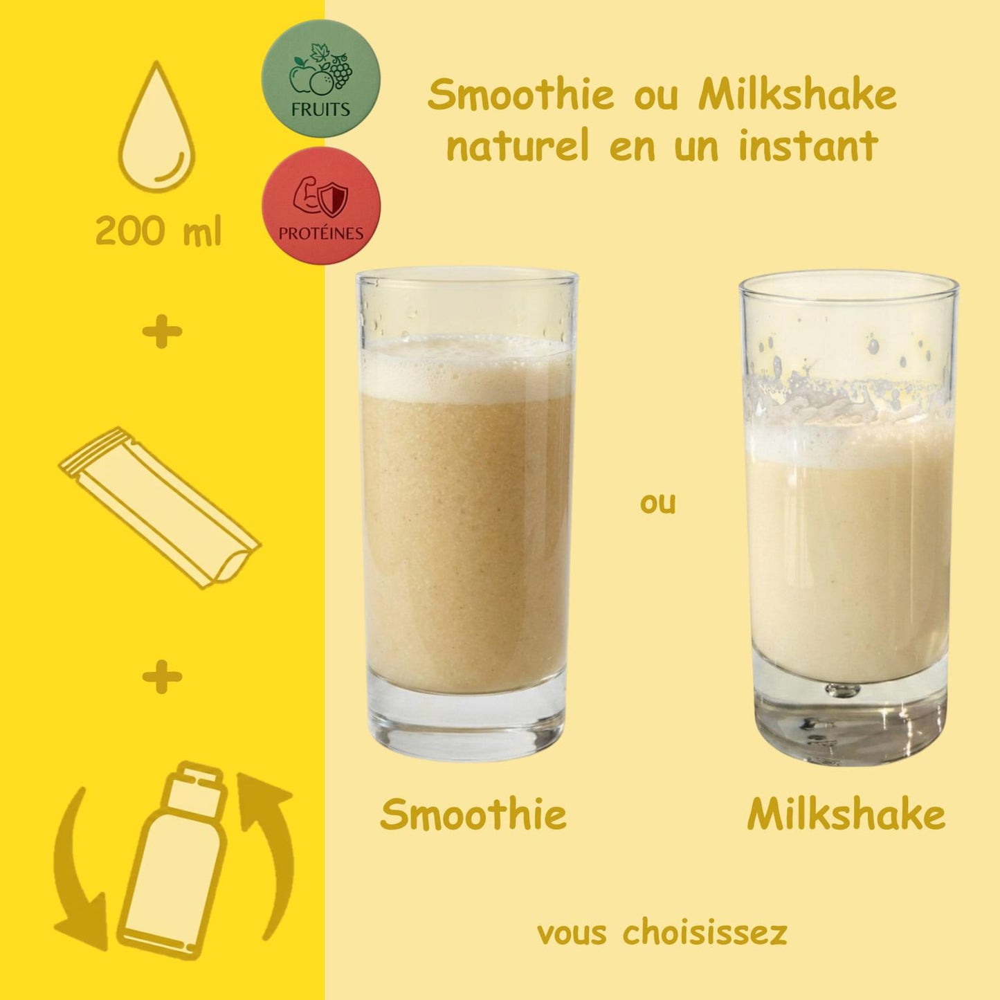 Préparation pour Smoothie & Milkshake | Yellow | Énergie - Fruits & Protéines