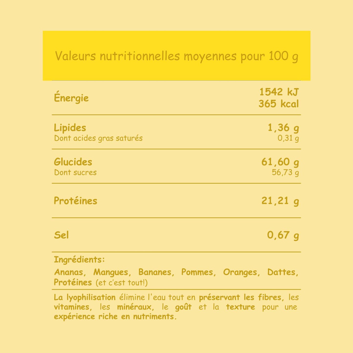 Préparation pour Smoothie & Milkshake | Yellow | Énergie - Fruits & Protéines