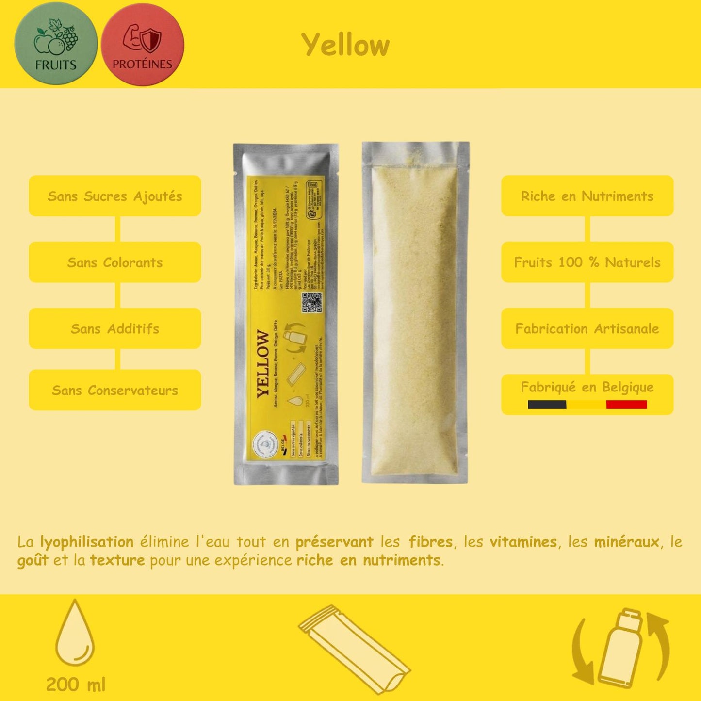 Préparation pour Smoothie & Milkshake | Yellow | Énergie - Fruits & Protéines