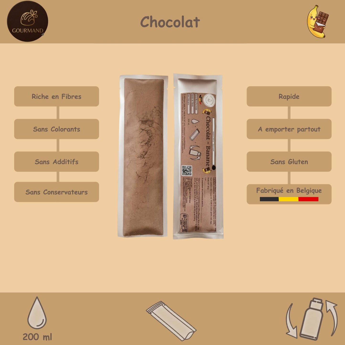 Préparation pour Smoothie & Milkshake | Chocolat Banane | Délice - Gourmand