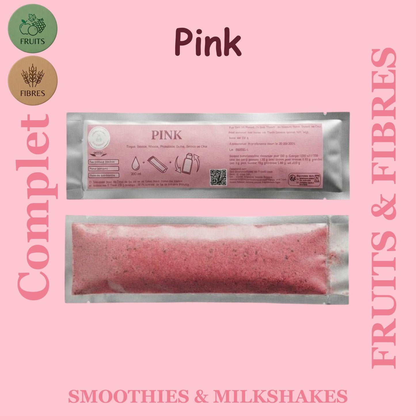 Préparation pour Smoothie & Milkshake | Pink | Complet - Fruit & Fibres