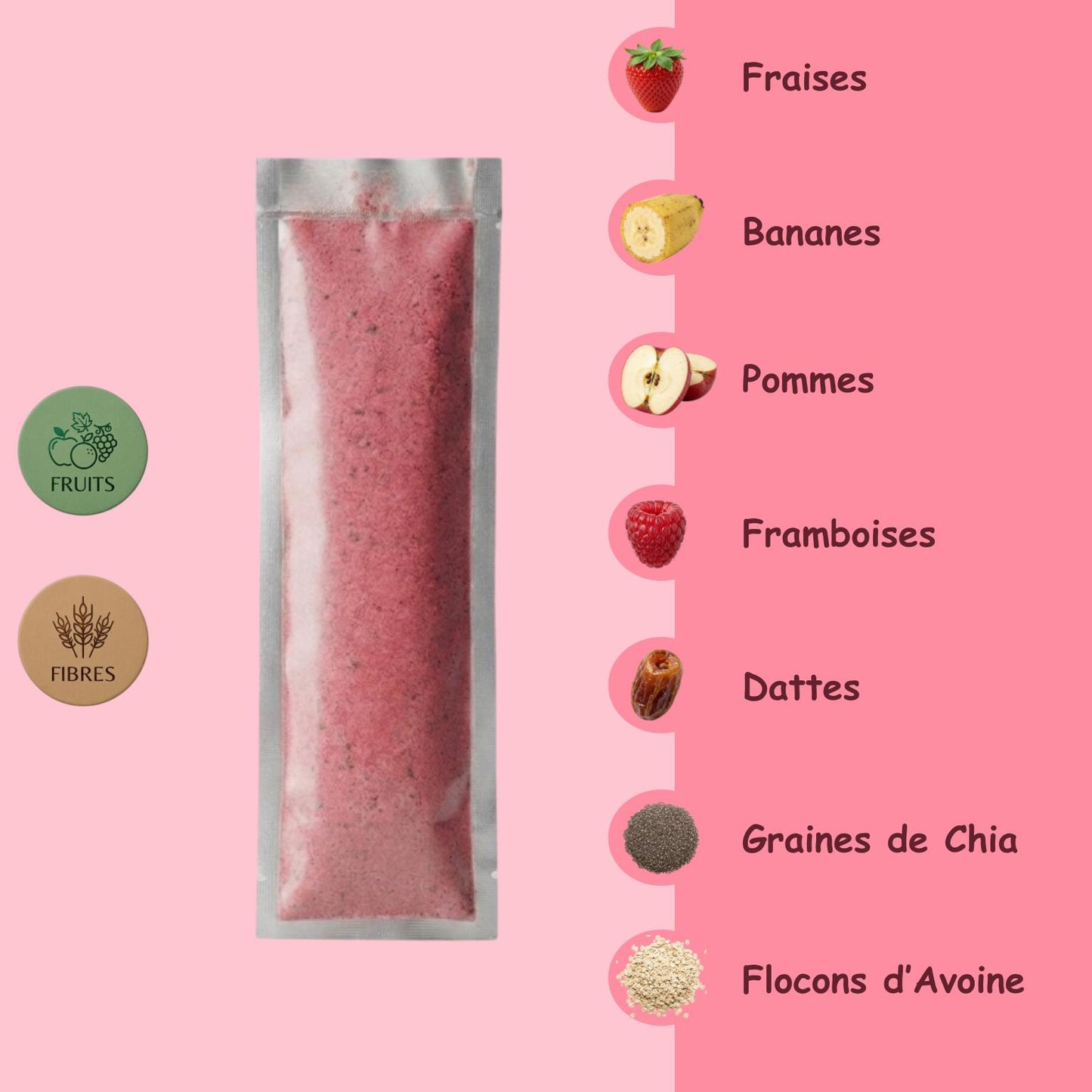 Préparation pour Smoothie & Milkshake | Pink | Complet - Fruit & Fibres