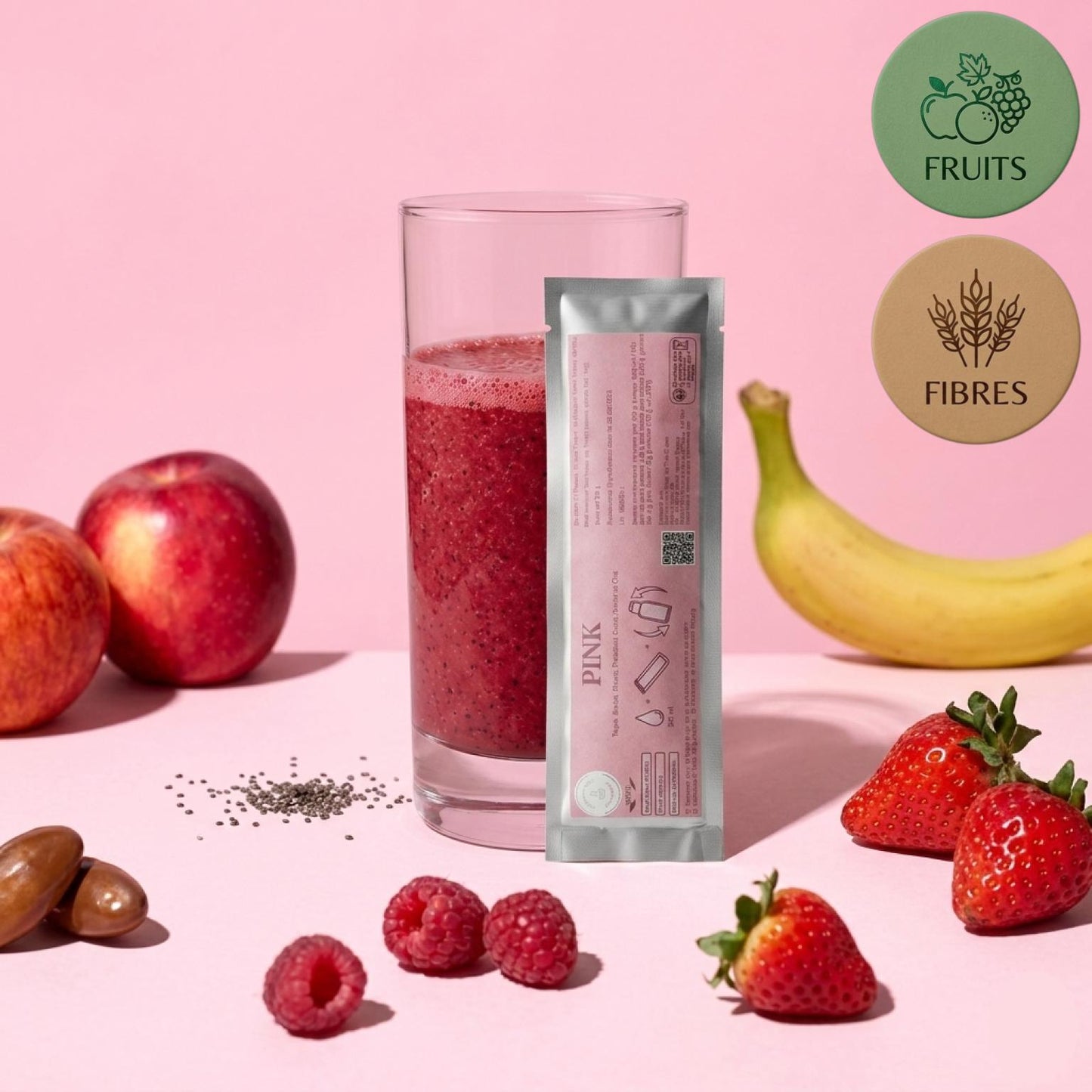 Préparation pour Smoothie & Milkshake | Pink | Complet - Fruit & Fibres