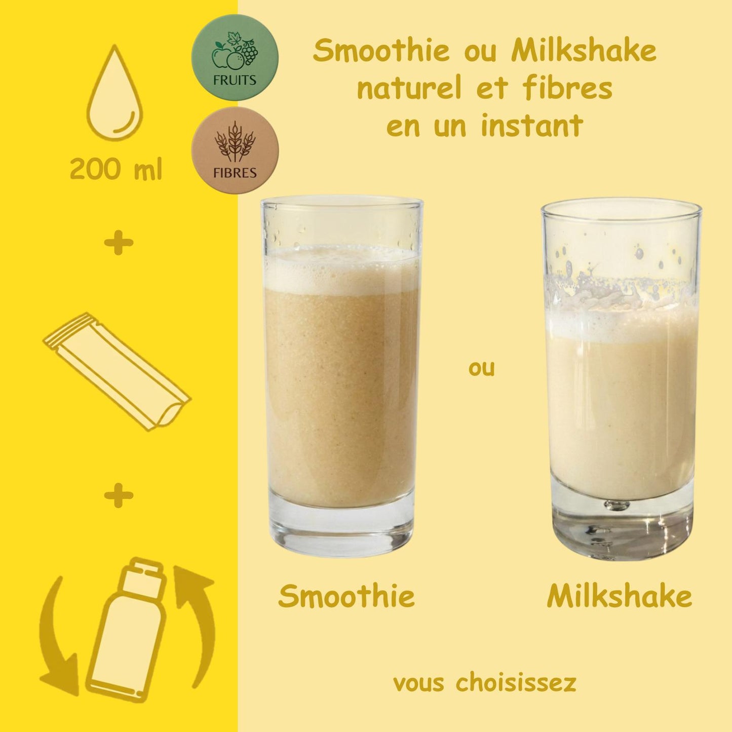 Préparation pour Smoothie & Milkshake | Yellow | Complet - Fruit & Fibres
