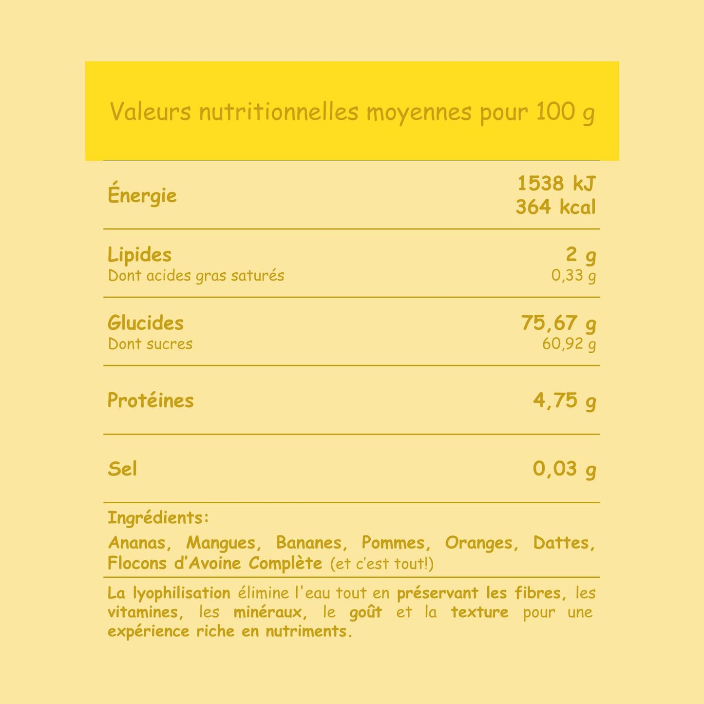 Préparation pour Smoothie & Milkshake | Yellow | Complet - Fruit & Fibres