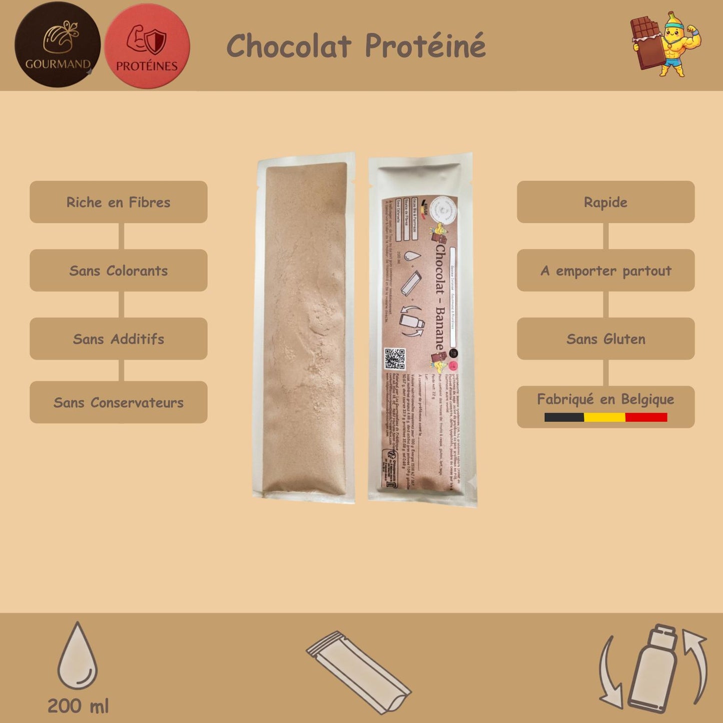 Préparation pour Milkshake | Chocolat Banane | Intense - Gourmand & Protéine