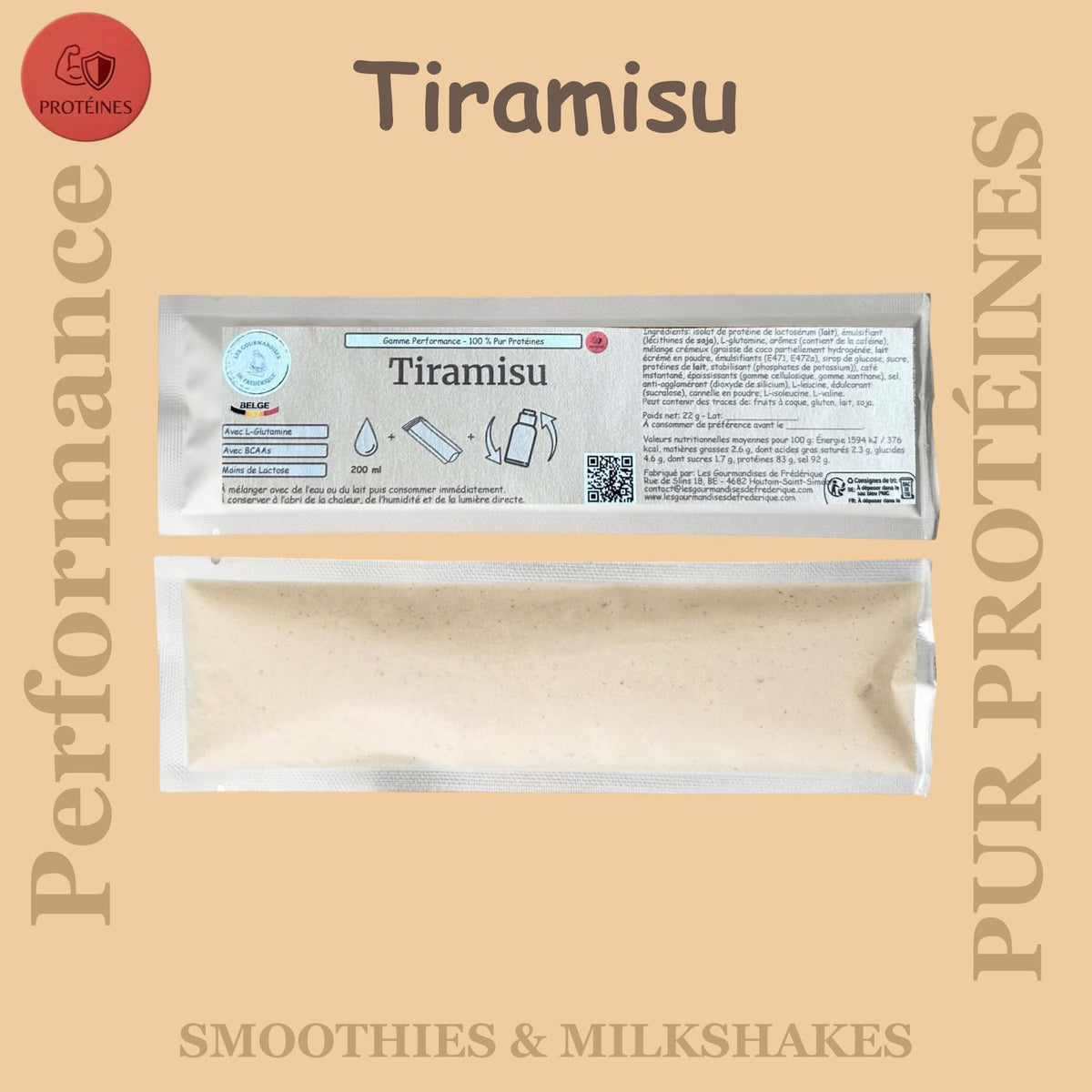 Préparation pour Smoothie & Milkshake | Tiramisu | Performance - 100 % Pur Protéine